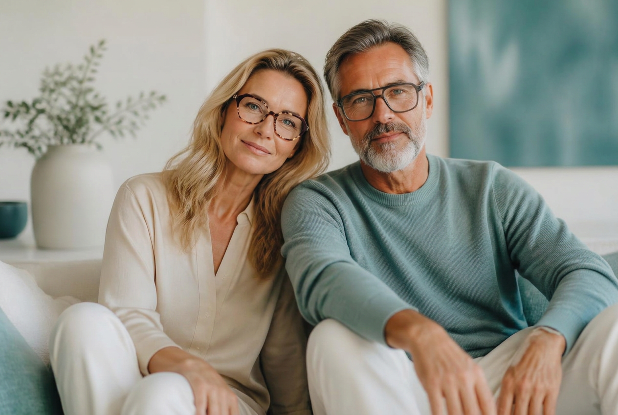 Femme et homme portant des lunettes de lecture OOPS